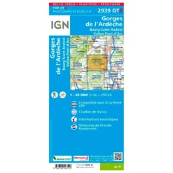 Carte IGN 2939OTR Gorges De L'Ardèche, Bourg-Saint-Andéol, Vallon-Pont-d'Arc - Résistante -Air Plein Escalade Magasin 04cf60762cb97d7e8ef16140a35bb4ce62c353cc H230IGNBIV355939 0IGN0210978 2