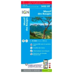 Carte IGN 3432OTR Massif Des Bauges - Résistante