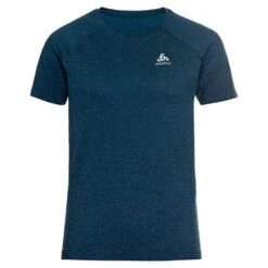 Tee-shirt De Trail Odlo Essential Seamless T-Shirt S/S Crew Neck Wmn Blue Wing Teal Melange