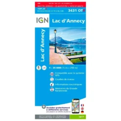 Carte IGN 3431OTR Lac D'Annecy - Résistant